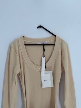 The Line By K Marine Waist Wrap Ribbed Knit Long Sleeve Mini Dress